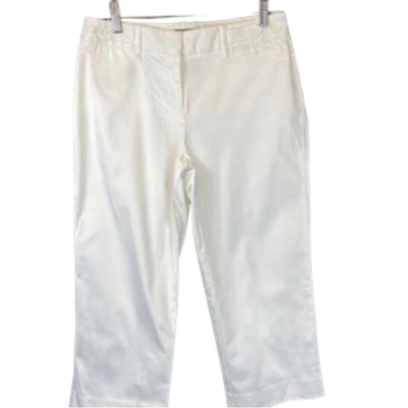 COPY - White Capris Pants, 18W, George by Mark Eisen, button-embellishment - Picture 4 of 6